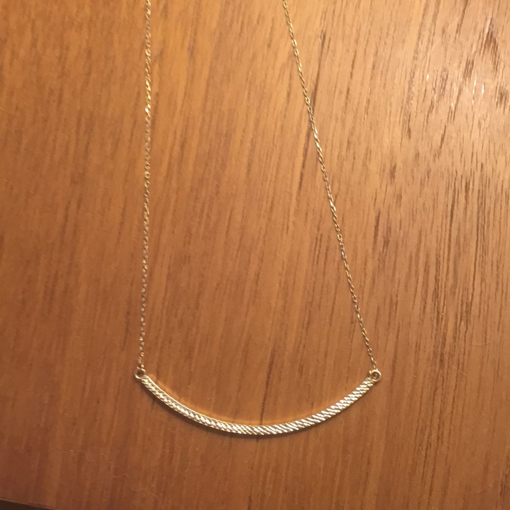 14k gold curved bar smile necklace